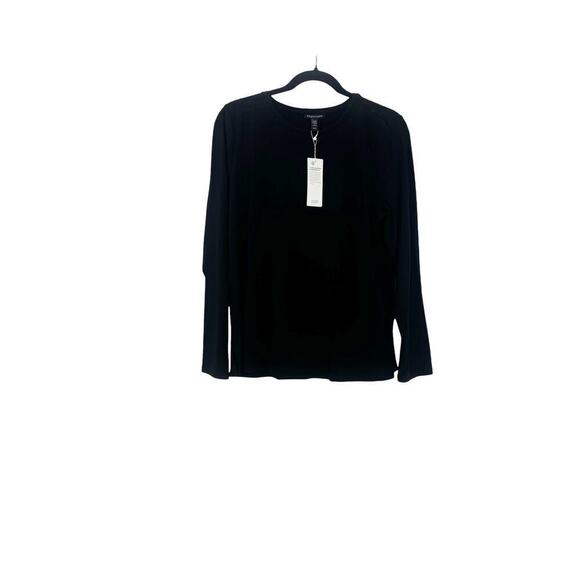 Eileen Fisher Stretch Jersey Knit Crew Neck Top Long Sleeve Black Size M NWT - Picture 1 of 11